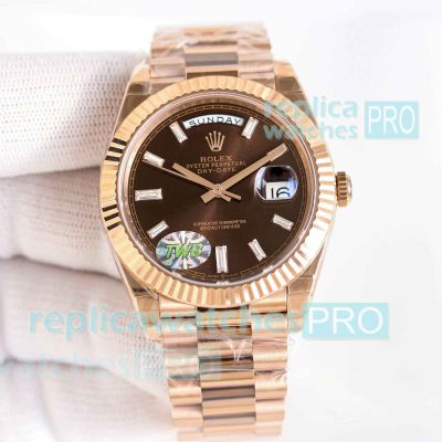 TWB Swiss 2836 Replica Rolex Day-Date II 40mm Rose Gold Presidential Watch 